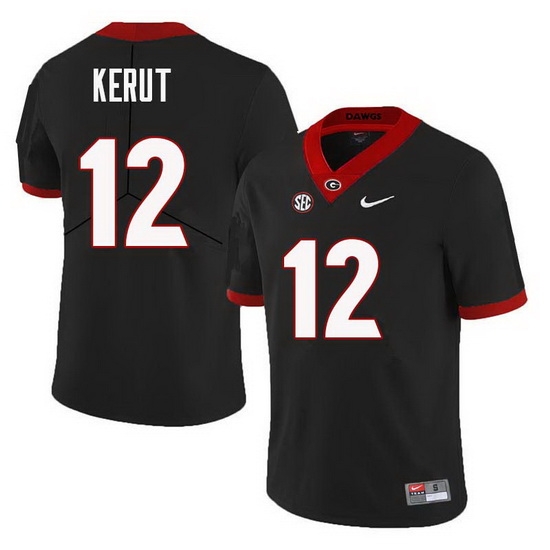 Men Georgia Bulldogs #12 Christian Kerut College Football Jerseys Sale-Black Men Georgia Bulldogs #12 Christian Kerut College Football Jerseys Sale-Black