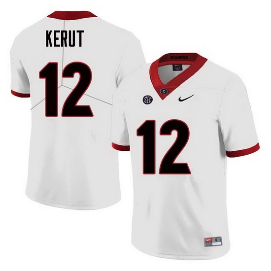 Men Georgia Bulldogs #12 Christian Kerut College Football Jerseys Sale-White Men Georgia Bulldogs #12 Christian Kerut College Football Jerseys Sale-White