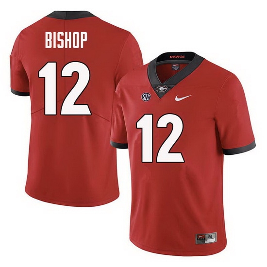 Men Georgia Bulldogs #12 Tray Bishop College Football Jerseys Sale-Red Men Georgia Bulldogs #12 Tray Bishop College Football Jerseys Sale-Red