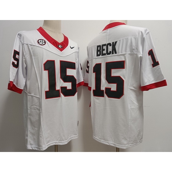 Men Georgia Bulldogs #15 Carson Beck White 2023 F U S E College Football Jerseys Men Georgia Bulldogs #15 Carson Beck White 2023 F U S E College Football Jerseys