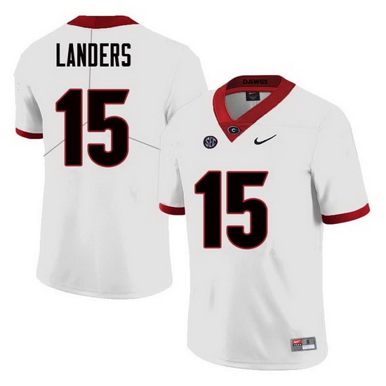 Men Georgia Bulldogs #15 Matt Landers College Football Jerseys Sale-White Men Georgia Bulldogs #15 Matt Landers College Football Jerseys Sale-White