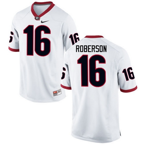 Men Georgia Bulldogs #16 Caleeb Roberson College Football Jerseys-White Men Georgia Bulldogs #16 Caleeb Roberson College Football Jerseys-White