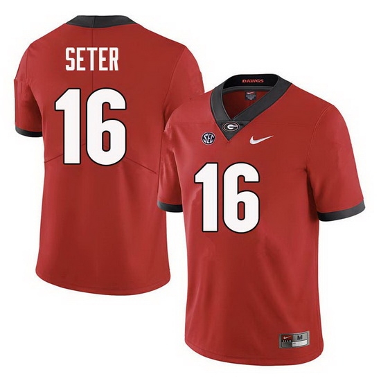 Men Georgia Bulldogs #16 John Seter College Football Jerseys Sale-Red Men Georgia Bulldogs #16 John Seter College Football Jerseys Sale-Red