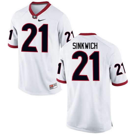 Men Georgia Bulldogs #21 Frank Sinkwich College Football Jerseys-White Men Georgia Bulldogs #21 Frank Sinkwich College Football Jerseys-White