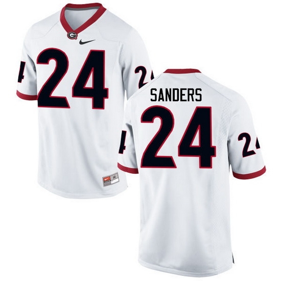 Men Georgia Bulldogs #24 Dominick Sanders College Football Jerseys-White Men Georgia Bulldogs #24 Dominick Sanders College Football Jerseys-White