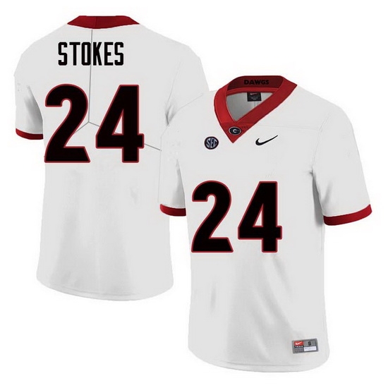 Men Georgia Bulldogs #24 Eric Stokes College Football Jerseys Sale-White Men Georgia Bulldogs #24 Eric Stokes College Football Jerseys Sale-White