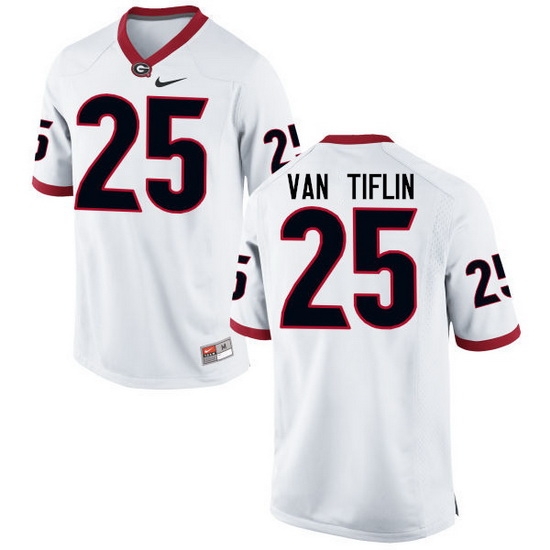 Men Georgia Bulldogs #25 Steven Van Tiflin College Football Jerseys-White Men Georgia Bulldogs #25 Steven Van Tiflin College Football Jerseys-White