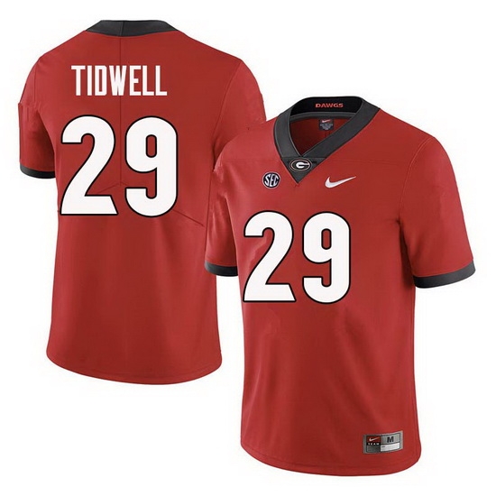 Men Georgia Bulldogs #29 Lofton Tidwell College Football Jerseys Sale-Red Men Georgia Bulldogs #29 Lofton Tidwell College Football Jerseys Sale-Red