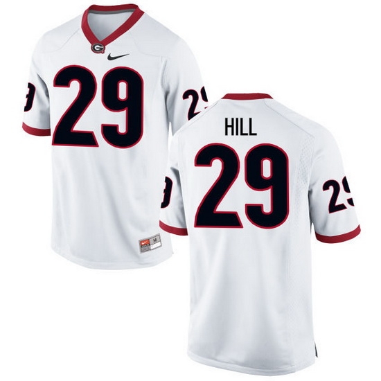 Men Georgia Bulldogs #29 Tim Hill College Football Jerseys-White Men Georgia Bulldogs #29 Tim Hill College Football Jerseys-White