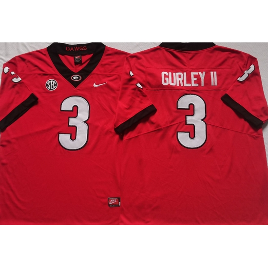 Men Georgia Bulldogs #3 Todd Gurley II College Football Jerseys-Red Men Georgia Bulldogs #3 Todd Gurley II College Football Jerseys-Red