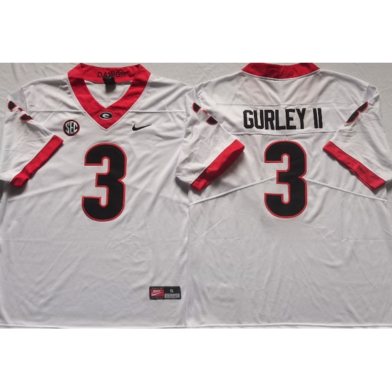Men Georgia Bulldogs #3 Todd Gurley II College Football Jerseys-White Men Georgia Bulldogs #3 Todd Gurley II College Football Jerseys-White