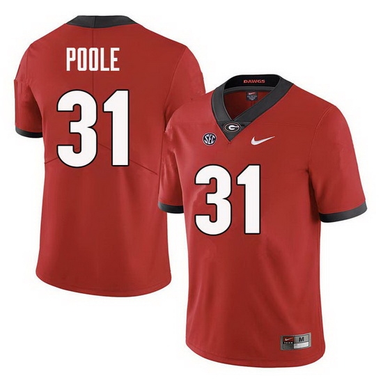 Men Georgia Bulldogs #31 William Poole College Football Jerseys Sale-Red Men Georgia Bulldogs #31 William Poole College Football Jerseys Sale-Red