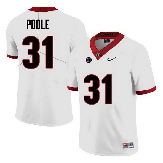 Men Georgia Bulldogs #31 William Poole College Football Jerseys Sale-White Men Georgia Bulldogs #31 William Poole College Football Jerseys Sale-White