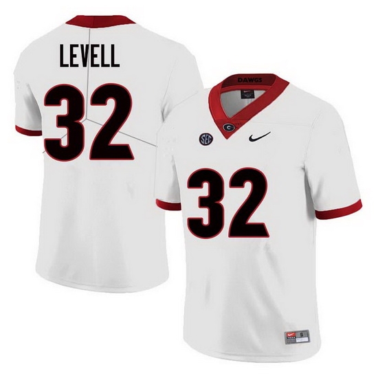 Men Georgia Bulldogs #32 Kyle Levell College Football Jerseys Sale-White Men Georgia Bulldogs #32 Kyle Levell College Football Jerseys Sale-White