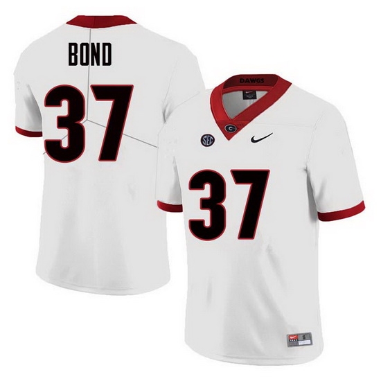 Men Georgia Bulldogs #37 Patrick Bond College Football Jerseys Sale-White Men Georgia Bulldogs #37 Patrick Bond College Football Jerseys Sale-White