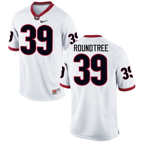Men Georgia Bulldogs #39 Rashad Roundtree College Football Jerseys-White Men Georgia Bulldogs #39 Rashad Roundtree College Football Jerseys-White