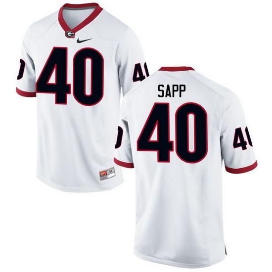 Men Georgia Bulldogs #40 Theron Sapp College Football Jerseys-White Men Georgia Bulldogs #40 Theron Sapp College Football Jerseys-White