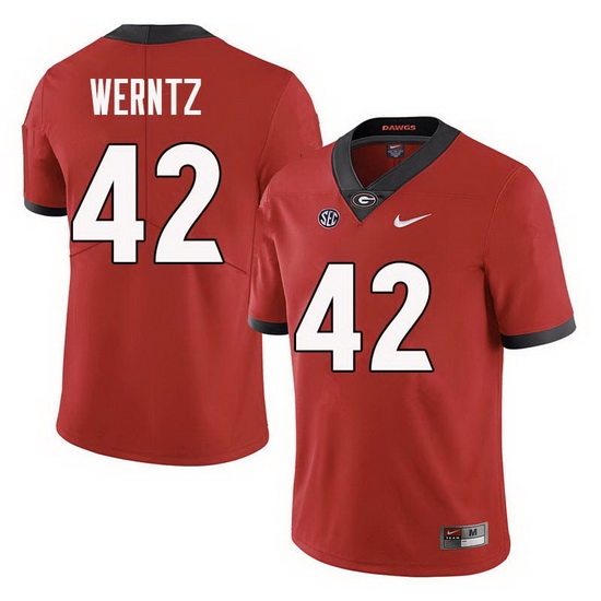 Men Georgia Bulldogs #42 Mitchell Werntz College Football Jerseys Sale-Red Men Georgia Bulldogs #42 Mitchell Werntz College Football Jerseys Sale-Red