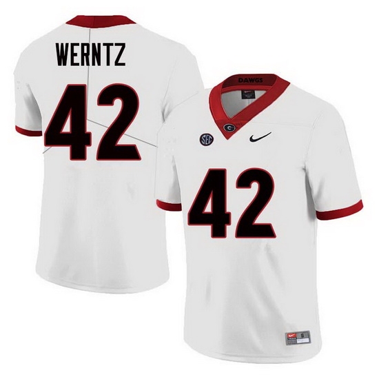 Men Georgia Bulldogs #42 Mitchell Werntz College Football Jerseys Sale-White Men Georgia Bulldogs #42 Mitchell Werntz College Football Jerseys Sale-White