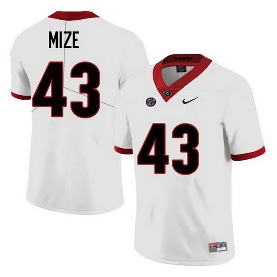 Men Georgia Bulldogs #43 Isaac Mize College Football Jerseys Sale-White Men Georgia Bulldogs #43 Isaac Mize College Football Jerseys Sale-White