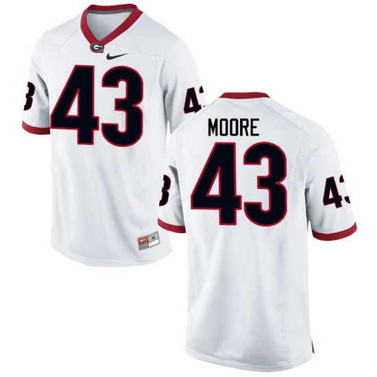 Men Georgia Bulldogs #43 Nick Moore College Football Jerseys-White Men Georgia Bulldogs #43 Nick Moore College Football Jerseys-White