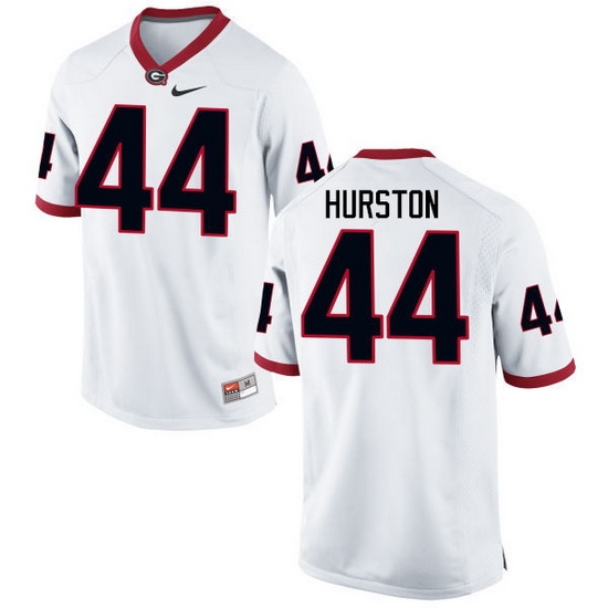 Men Georgia Bulldogs #44 Justin Hurston College Football Jerseys-White Men Georgia Bulldogs #44 Justin Hurston College Football Jerseys-White