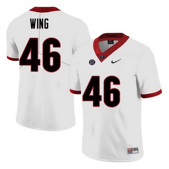 Men Georgia Bulldogs #46 Andrew Wing College Football Jerseys Sale-White Men Georgia Bulldogs #46 Andrew Wing College Football Jerseys Sale-White