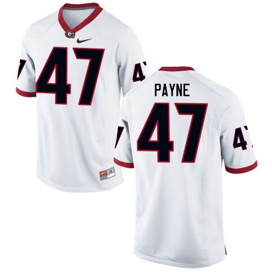 Men Georgia Bulldogs #47 Christian Payne College Football Jerseys-White Men Georgia Bulldogs #47 Christian Payne College Football Jerseys-White
