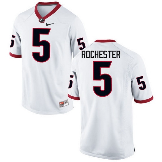 Men Georgia Bulldogs #5 Julian Rochester College Football Jerseys-White Men Georgia Bulldogs #5 Julian Rochester College Football Jerseys-White