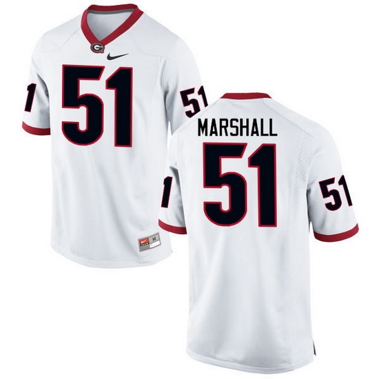 Men Georgia Bulldogs #51 David Marshall College Football Jerseys-White Men Georgia Bulldogs #51 David Marshall College Football Jerseys-White