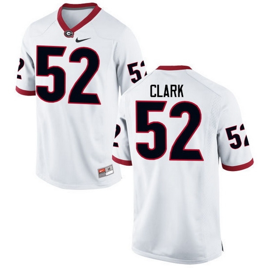 Men Georgia Bulldogs #52 Tyler Clark College Football Jerseys-White Men Georgia Bulldogs #52 Tyler Clark College Football Jerseys-White