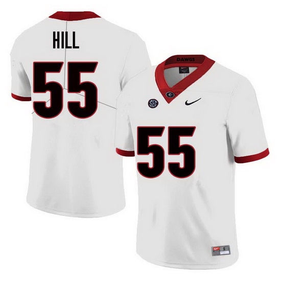 Men Georgia Bulldogs #55 Deontrey Hill College Football Jerseys Sale-White Men Georgia Bulldogs #55 Deontrey Hill College Football Jerseys Sale-White