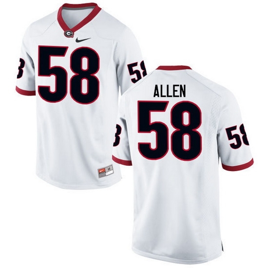 Men Georgia Bulldogs #58 Pat Allen College Football Jerseys-White Men Georgia Bulldogs #58 Pat Allen College Football Jerseys-White