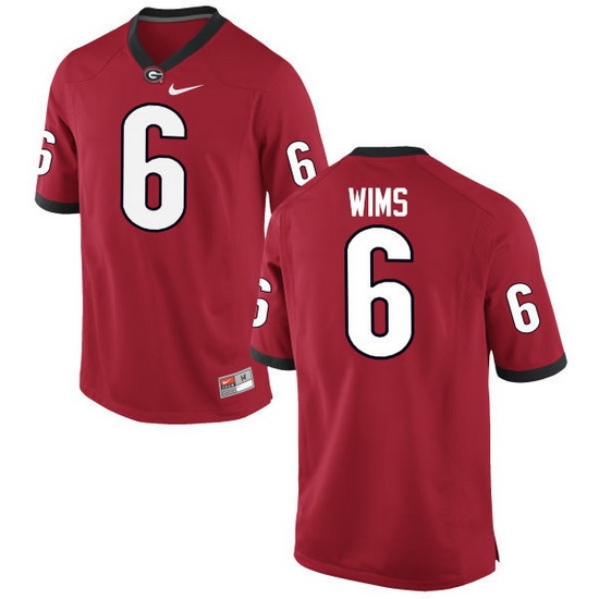 Men Georgia Bulldogs #6 Javon Wims College Football Jerseys-Red Men Georgia Bulldogs #6 Javon Wims College Football Jerseys-Red