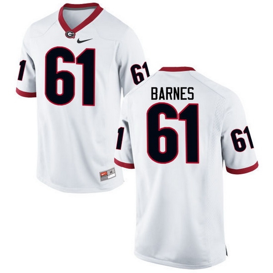 Men Georgia Bulldogs #61 Chris Barnes College Football Jerseys-White Men Georgia Bulldogs #61 Chris Barnes College Football Jerseys-White