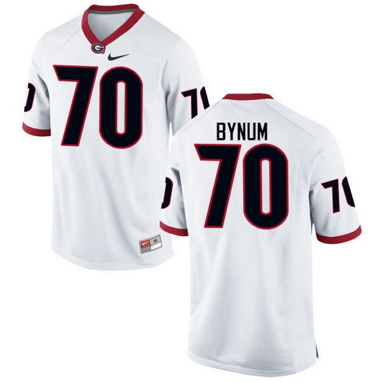 Men Georgia Bulldogs #70 Aulden Bynum College Football Jerseys-White Men Georgia Bulldogs #70 Aulden Bynum College Football Jerseys-White