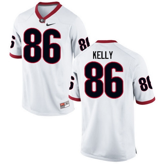 Men Georgia Bulldogs #86 Davis Kelly College Football Jerseys-White Men Georgia Bulldogs #86 Davis Kelly College Football Jerseys-White