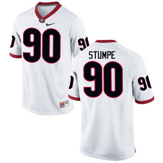 Men Georgia Bulldogs #90 Tanner Stumpe College Football Jerseys-White Men Georgia Bulldogs #90 Tanner Stumpe College Football Jerseys-White