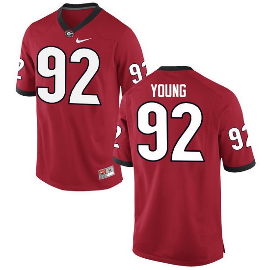Men Georgia Bulldogs #92 Justin Young College Football Jerseys-Red Men Georgia Bulldogs #92 Justin Young College Football Jerseys-Red