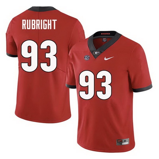 Men Georgia Bulldogs #93 Bill Rubright College Football Jerseys Sale-Red Men Georgia Bulldogs #93 Bill Rubright College Football Jerseys Sale-Red
