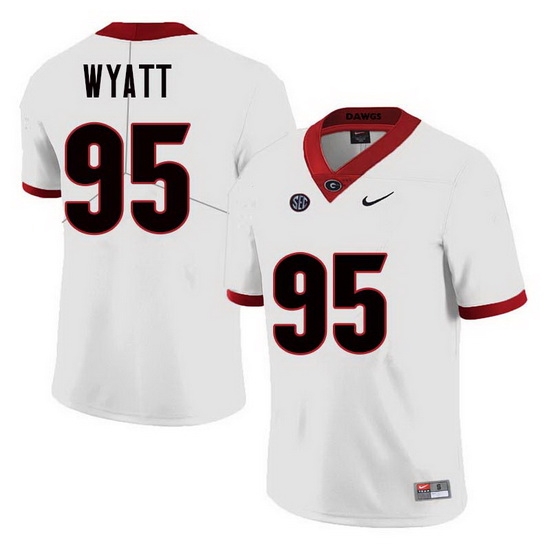 Men Georgia Bulldogs #95 Devonte Wyatt College Football Jerseys Sale-White Men Georgia Bulldogs #95 Devonte Wyatt College Football Jerseys Sale-White