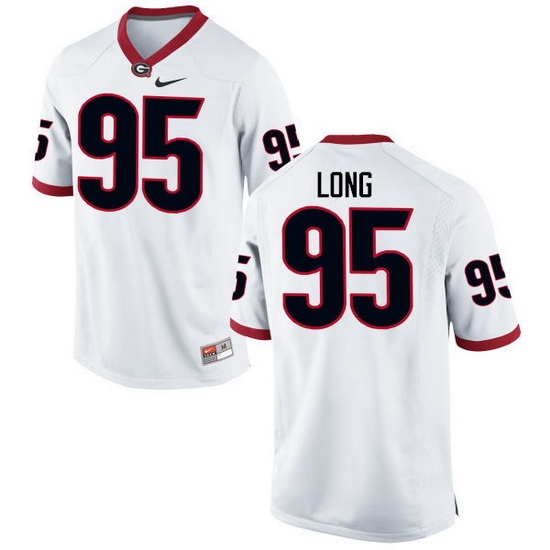 Men Georgia Bulldogs #95 Marshall Long College Football Jerseys-White Men Georgia Bulldogs #95 Marshall Long College Football Jerseys-White