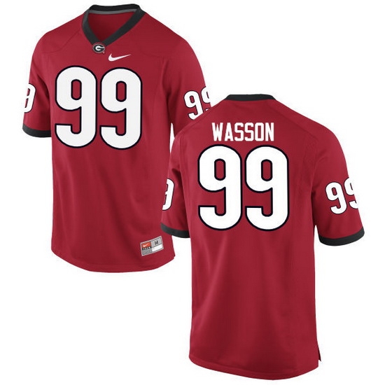 Men Georgia Bulldogs #99 Mitchell Wasson College Football Jerseys-Red Men Georgia Bulldogs #99 Mitchell Wasson College Football Jerseys-Red