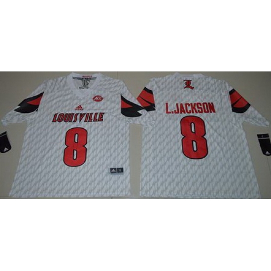 Cardinals #8 Lamar Jackson White AAC Patch Stitched NCAA Jersey Cardinals #8 Lamar Jackson White AAC Patch Stitched NCAA Jersey