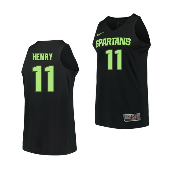 Michigan State Spartans Aaron Henry Black Replica Men'S Jersey Michigan State Spartans Aaron Henry Black Replica Men'S Jersey
