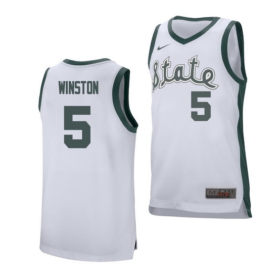 Michigan State Spartans Cassius Winston White College Basketball Men'S Jersey Michigan State Spartans Cassius Winston White College Basketball Men'S Jersey
