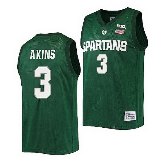 Michigan State Spartans Jaden Akins Green Alumni Commemorative Classic Jersey Michigan State Spartans Jaden Akins Green Alumni Commemorative Classic Jersey