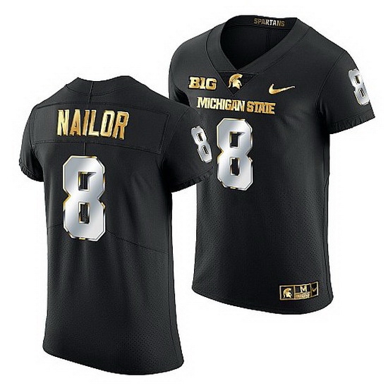 Michigan State Spartans Jalen Nailor 2021 22 Golden Edition Limited Football Black Jersey Michigan State Spartans Jalen Nailor 2021 22 Golden Edition Limited Football Black Jersey