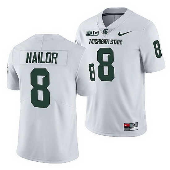 Michigan State Spartans Jalen Nailor White College Football Men Jersey Michigan State Spartans Jalen Nailor White College Football Men Jersey