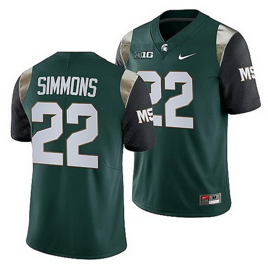 Michigan State Spartans Jordon Simmons Green College Football Men Jersey Michigan State Spartans Jordon Simmons Green College Football Men Jersey